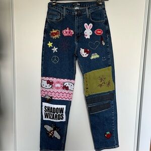 Hello Kitty Patchwork Denim High Rise  Jeans